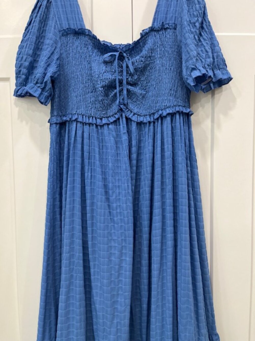 Blue Ruched Bodice Midi Dress, Size 3XL